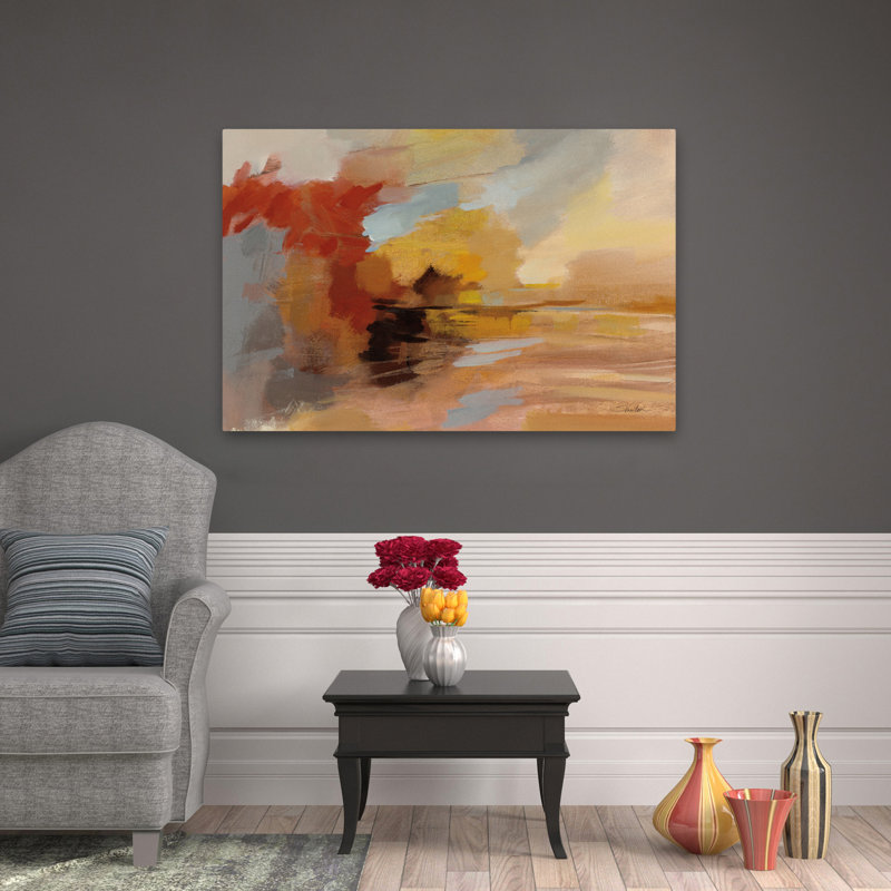 Sandstorm - Abstract Blue Grey Brown Cream, 48" H x 32" W