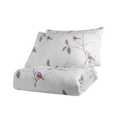 Cotton Floral Bedspread with Pillowcases Included