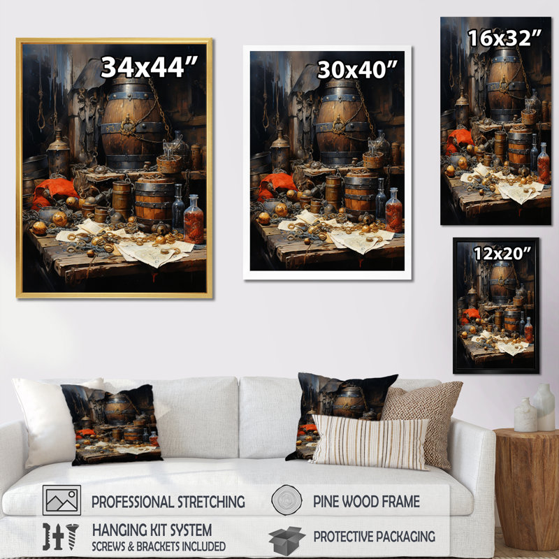 Pirate Rum And Booty - Food & Beverage Wall Art Prints, H 20 po x l 12 po x P 1 po, Toile tendue
