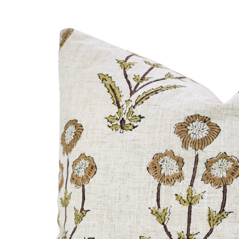 Fabdivine Artisan Block Print Linen Throw Pillow Cover for Home Décor, Amitabh,, Brown, Rectangular 20" H x 14" W