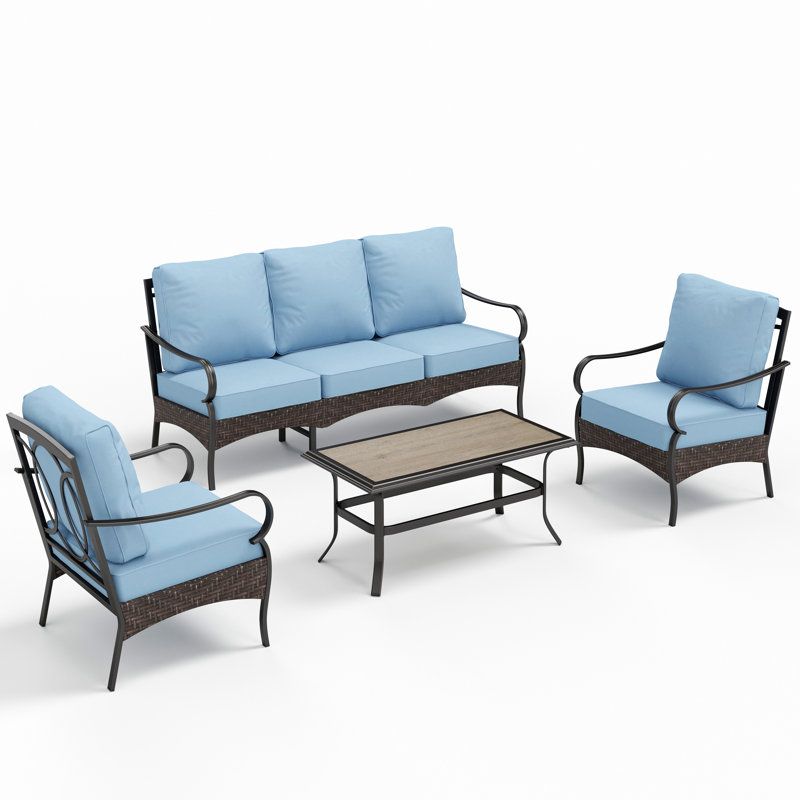 Ensemble de conversation pour l'extérieur avec coussins, Blue