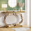 Console en miroir avec incrustation de diamant concassé, table de canapé d'entrée de 39,4 po de long, double table d'appoint moderne en forme de C pour le salon, le couloir, le vestibule, l'entrée