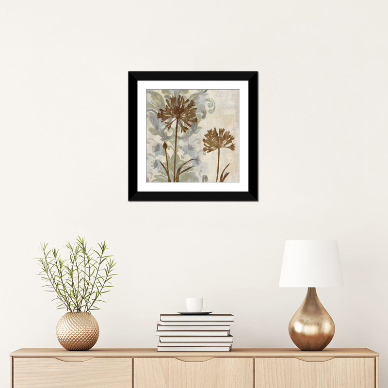 « floral oasis i », impression sur toile, H 16 po x l 16 po x P 1 po, Papier avec cadre noir, Blanc