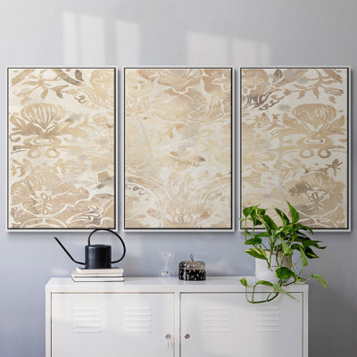 Noyer damassé III, reproduction sur toile 3 pièces