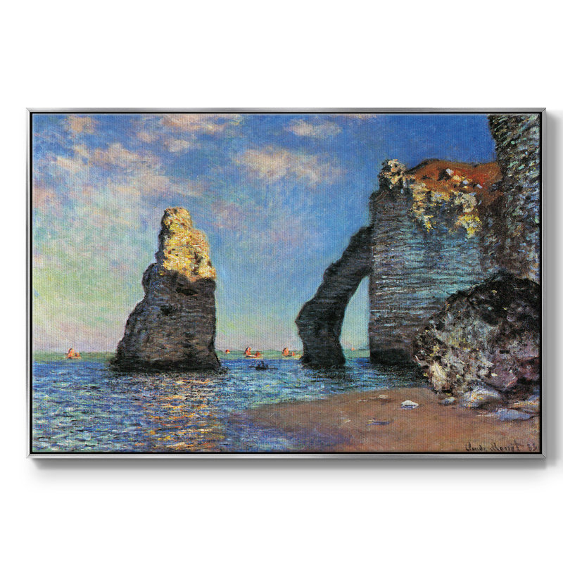 Les falaises rocheuses d'Étretat de Monet, H 25 po x l 37 po x P 2 po, Toile avec cadre argenté