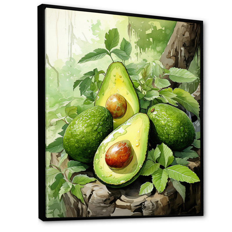 «Fruit Lush Avocado I», reproduction sur toile flottante, H 40 po x l 30 po x P 1,5 po, Noir