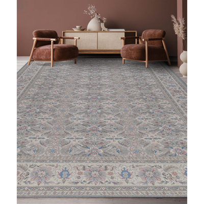 Tapis vert clair et beige noué à la main de haute qualité