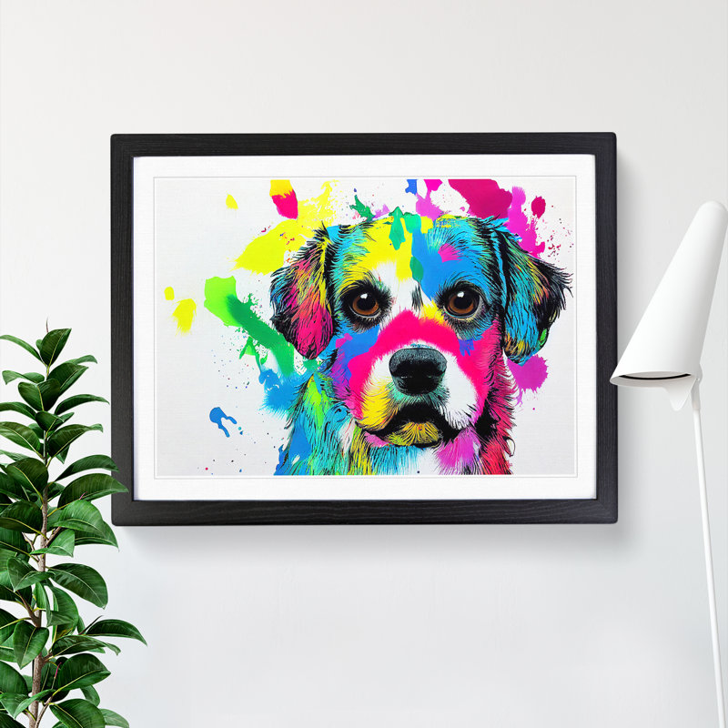 Dog Splash Vol.2 Abstract - Single Picture Frame Print, 46cm H x 64cm W, Black