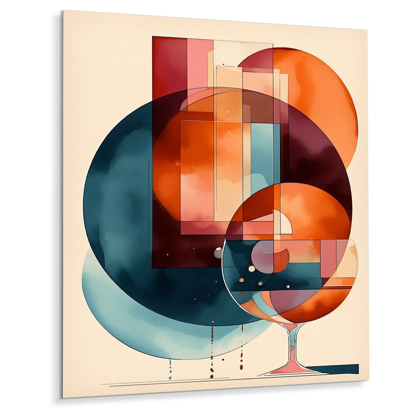Orange Geometric Rhythms III - Modern Geometric Metal Wall Decor, 40" H x 30" W x 1" D