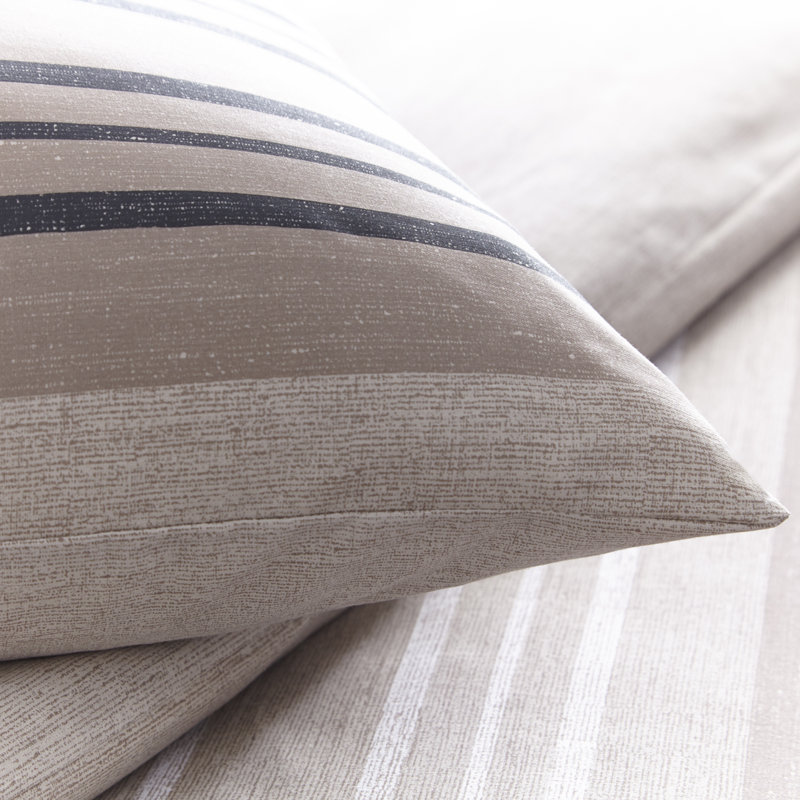 Mahn Striped Duvet Cover Set with Pillowcases, Double - 2 Pillowcases (80 x 80 cm), Brown