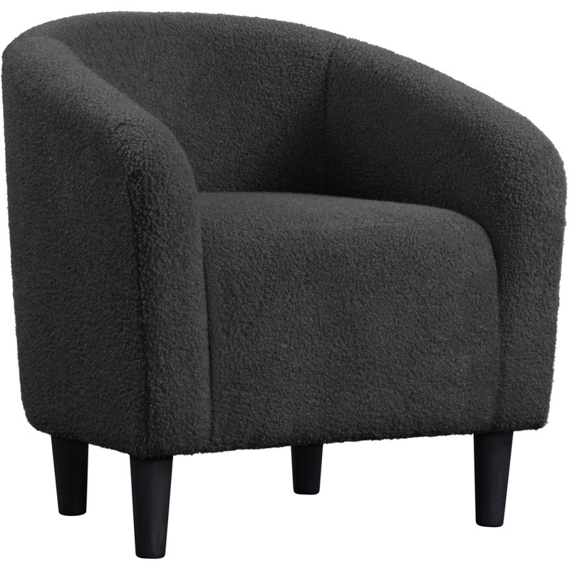 27”Wide Upholstered Solid Wood Barrel Accent Club Chair, Dark Gray Polyester Blend