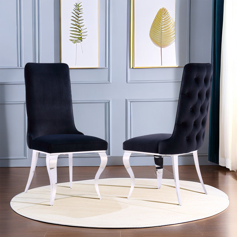 Chaise parsons en velours capitonné Anquette