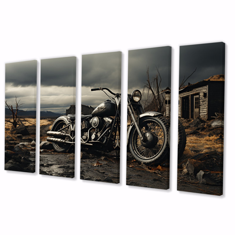 «Grey Moto», photographie de paysage monochrome sur toile 5 pièces