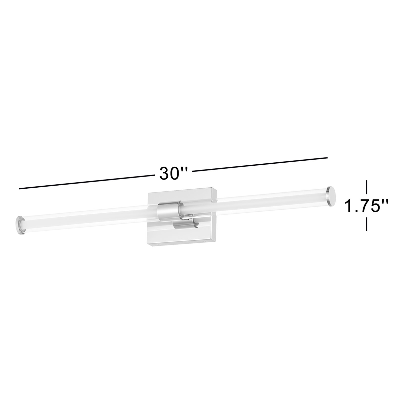 Mahkaylah Single Transparent Dimmable LED Bath Bar, Polished Chrome