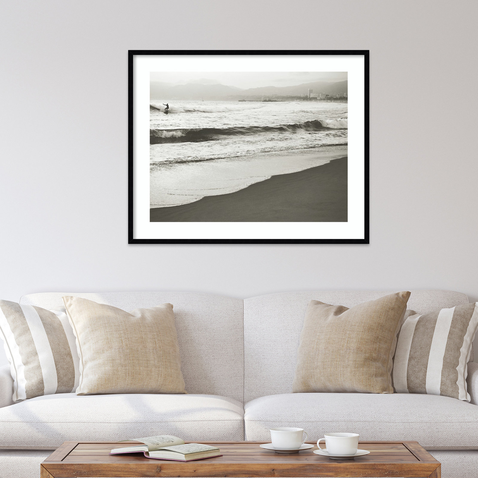 Fig "BW Surfer No. 1" Photo Print, 33" H x 41" W, Black Framed