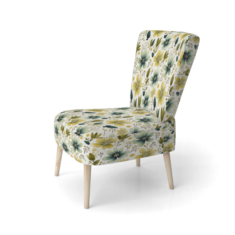 Chaise d'appoint en velours vert et blanc Sereny II - Cottage