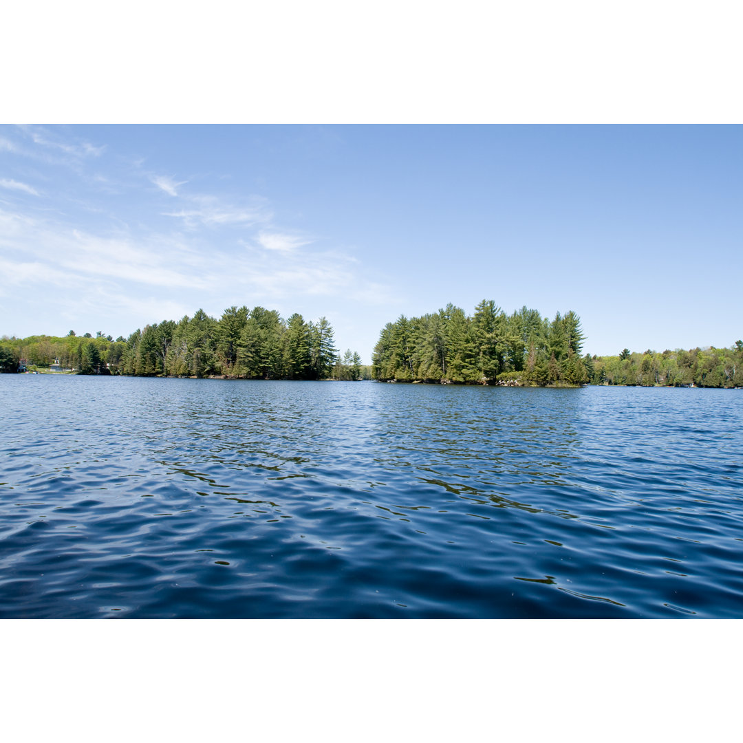 Blick auf das sich nähernde Land vom See aus gesehen by Zarinmedia - Drucken