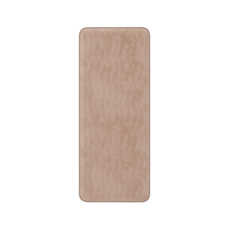 Memory Foam Bath Mat - 59x24 Inch Soft and Absorbent Bathroom Rug Runner with Textured Wave Print for Stylish Bathroom Decor - Bath Rugs Non Slip Washable Bathmat by Lavish Home (Taupe)