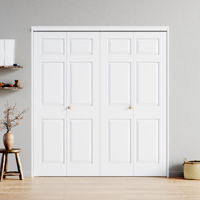 White Primed Manufacture Wood 3-Panel Bi-Fold Door With Hardware Kit
