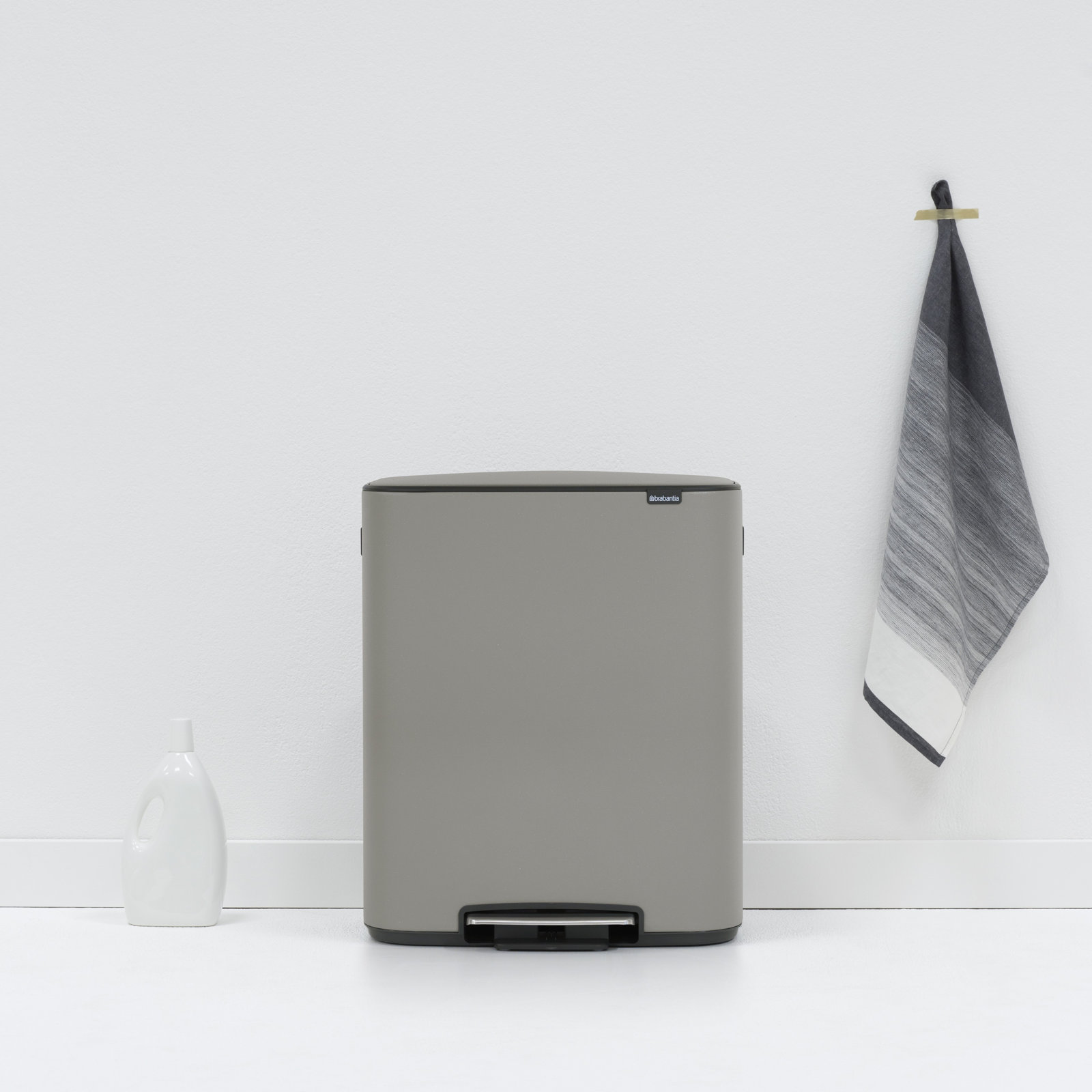 Brabantia Bo Step Dual Recycling Can, Mineral Concrete Gray