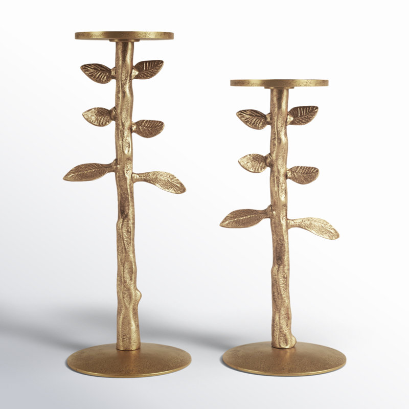Brier 2 Piece Aluminum Tabletop Candlestick Set