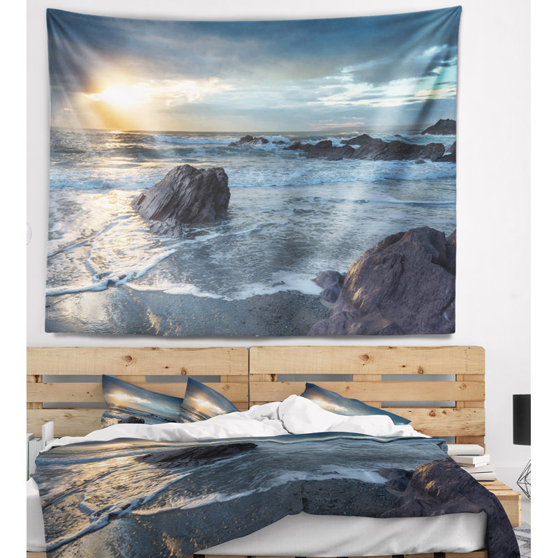 Tapisserie de mer sharrow beach in cornwall, H 32 po x l 39 po