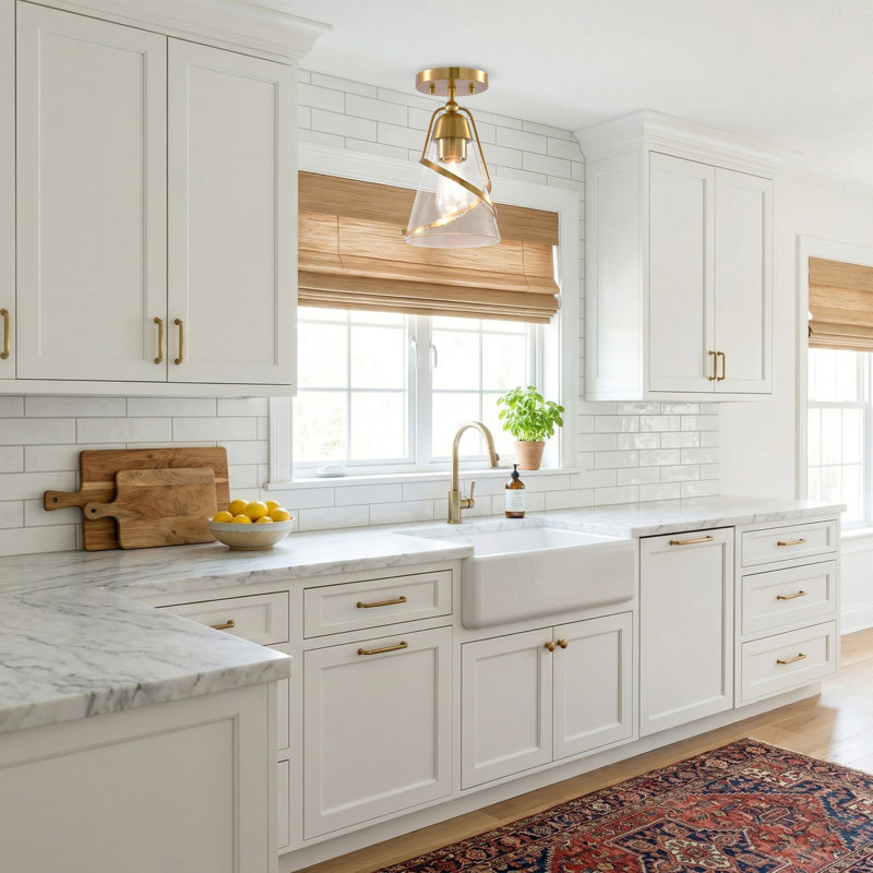 Glass Semi Flush Mount Ceiling Light