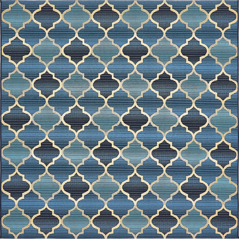 Tapis intérieur / extérieur bleu Alice, Carré 6 pi 1 po