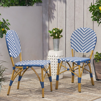 Ensemble de conversation pour 2 personnes, style français, pe, aluminium, bleu marine, rouille, chaises de bistro, finition imprimée, rouille - pour une utilisation dans le jardin