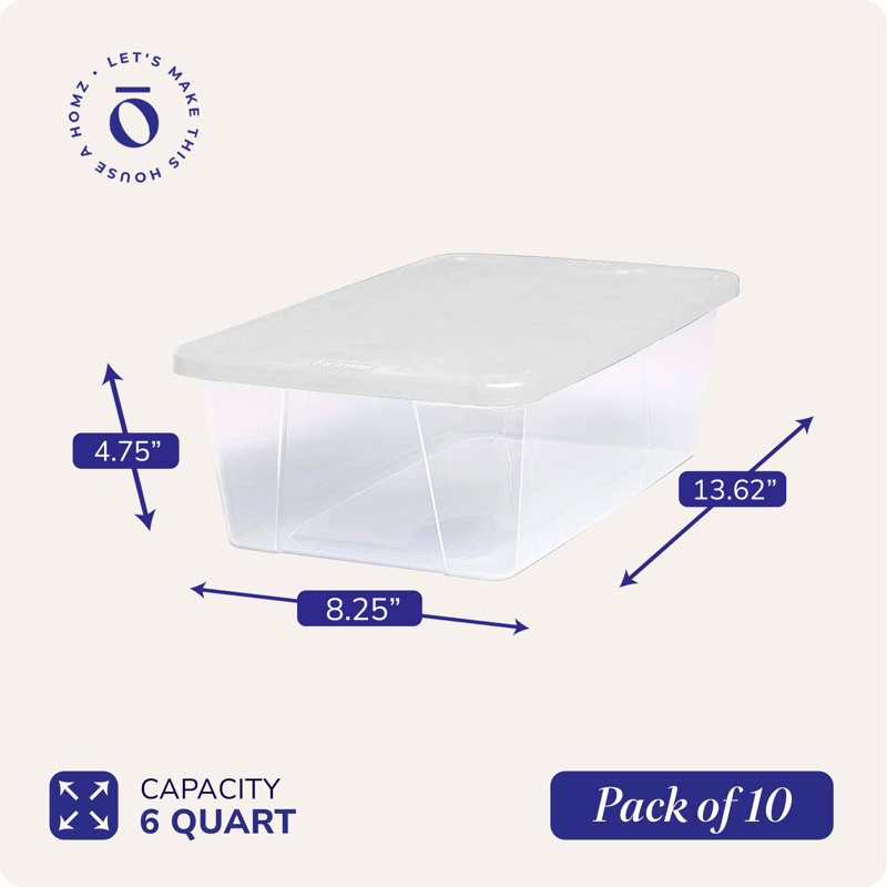 Homz Stackable Plastic Storage Container, White, 41 QT, 2 Pack