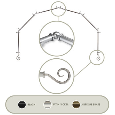 Adjustable 0.81" Bay Window Single Curtain Rod