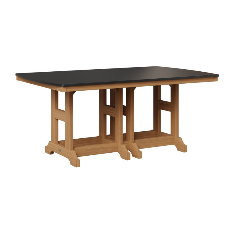 Table de salle à manger rectangulaire Berlin Garden, H 30,87 po x l 72 po x P 44 po, Noir martelé, Teck naturel