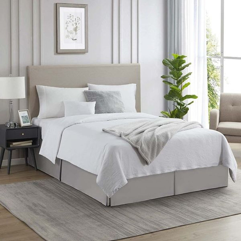 Jupe de lit plissée de luxe de 14 po, Gris clair, Double TG