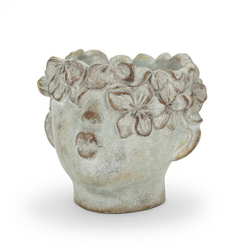 Pot à fleurs Ready To Kiss Face, H 7 po x l 7 po x P 7 po, Gris