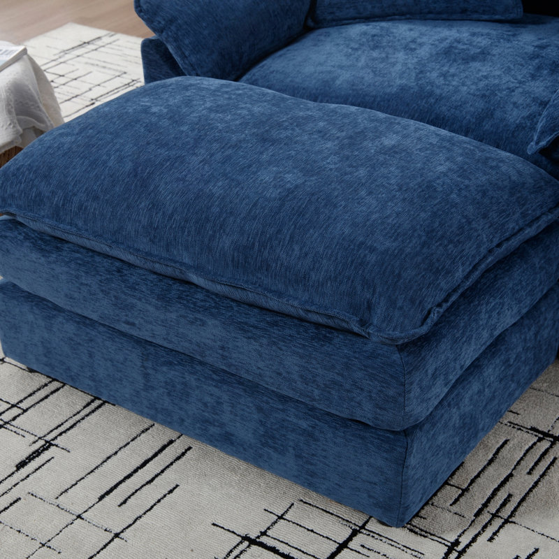 Ensemble de fauteuil d'appoint moderne avec repose-pieds en chenille moderne, Blue