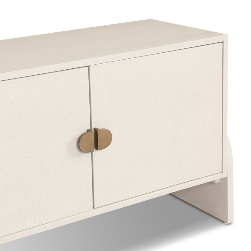 Cressida Media Console-Ivory Painted Linen, Ivory Painted Linen