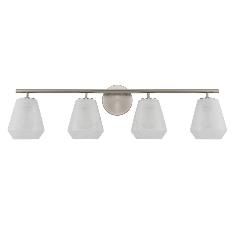 Higgins - Meuble-lavabo - Abat-jour en verre blanc vaporeux, Noir, 3 lumières, H 8 po x l 22,5 po x P 6,5 po