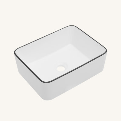 Lavabo de salle de bain rectangulaire en céramique blanche 16X12 pouces