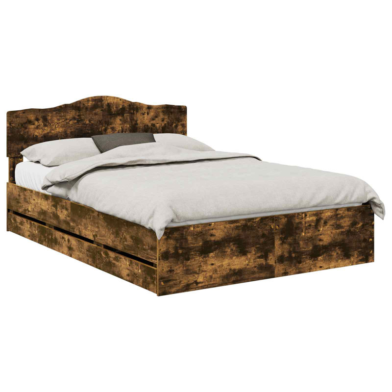 Bed, Smoked Oak, European Kingsize (160 x 200 cm)