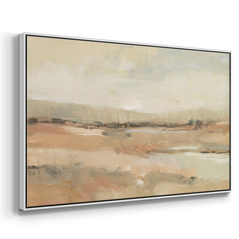 «Earth Tone Landscape», toile tendue avec châssis en I, H 27 po x l 41 po x P 2 po, Cadre blanc