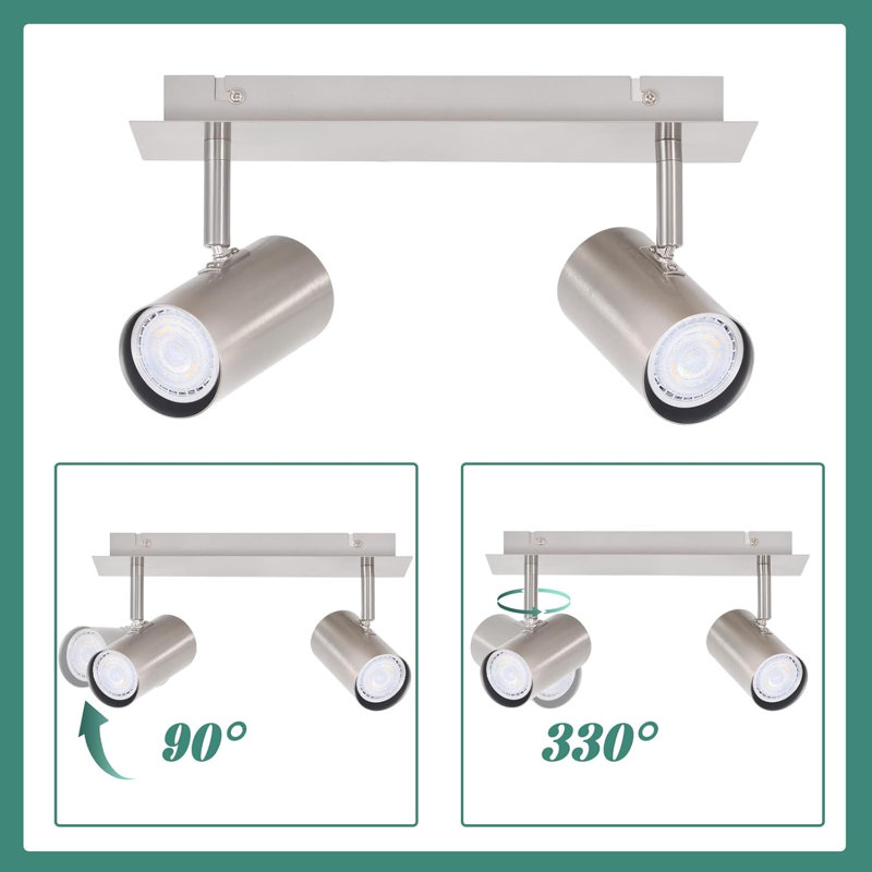 Ceiling spotlight living room ceiling light - ceiling lamp GU10 nickel metal hallway lamp modern ceiling spot swiveling 330° kitchen lamp for living room kitchen bedroom no light source