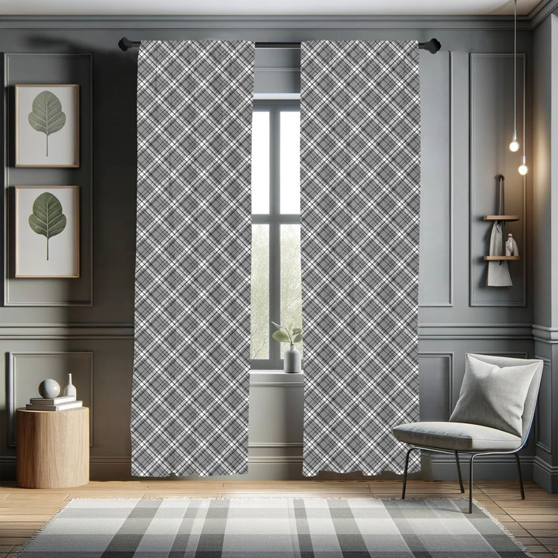 Plaid Semi-Sheer Rod Pocket Curtain Panels, 28" x 95"