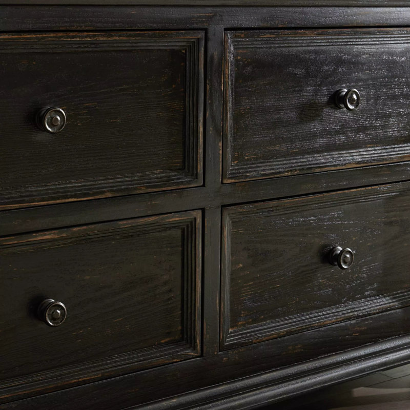 Loami China Cabinet, Distressed Burnt Black Veneer