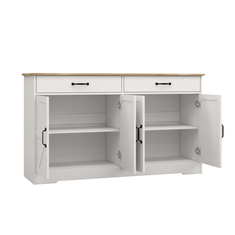 Storage Sideboard, Buffet Cabinet with 2 Drawers and 4 Doors,Dining cabinet,Office credenza, 32.08" H x 55.90" W x 15.74" D