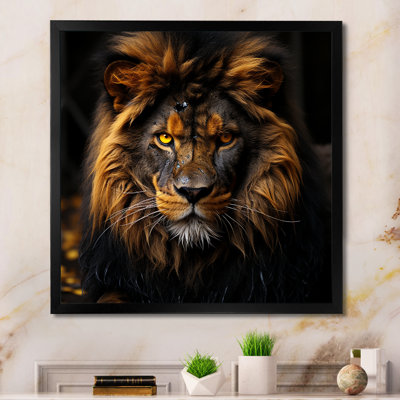 Midnight golden lion - Lion Canvas Wall Art