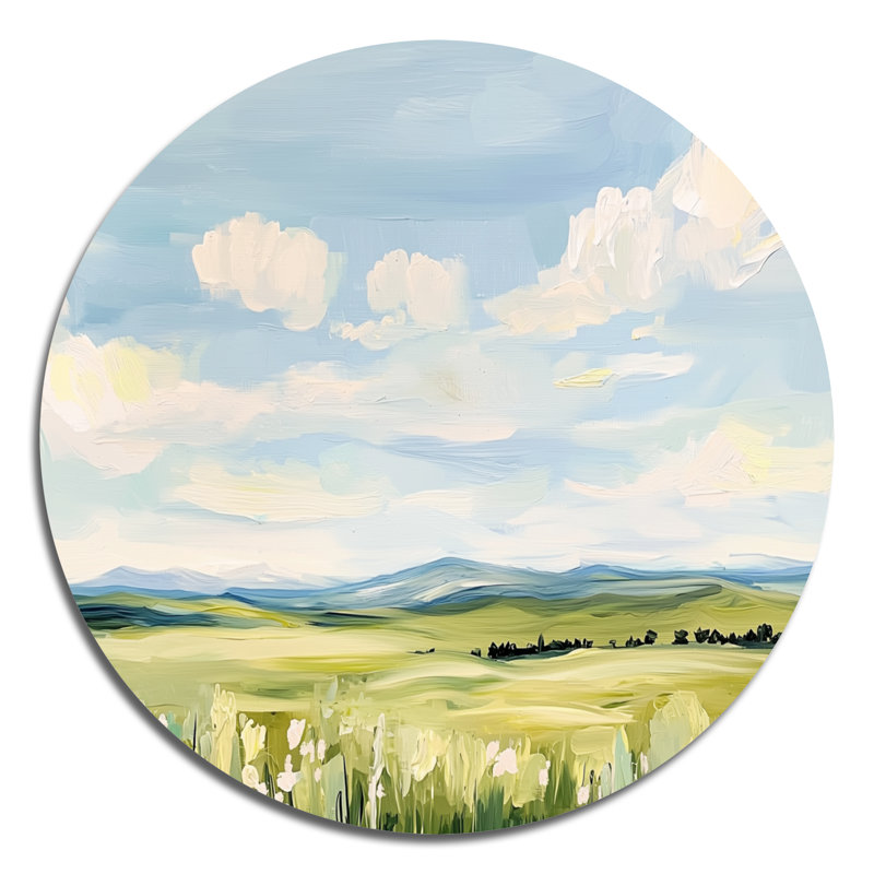 «Big Sky Horizon Meadows», art mural rond en métal rustique, H 29 po x l 29 po