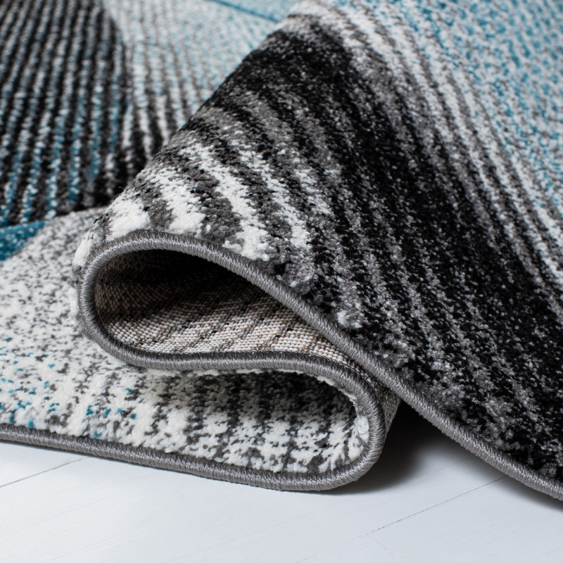 Hollywood Skota Grey and Blue Abstract 8x10 Rug