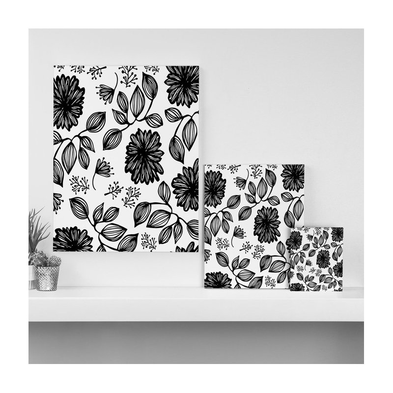 « noir flores », impression sur toile tendue, H 30 po x l 24 po x P 1,5 po