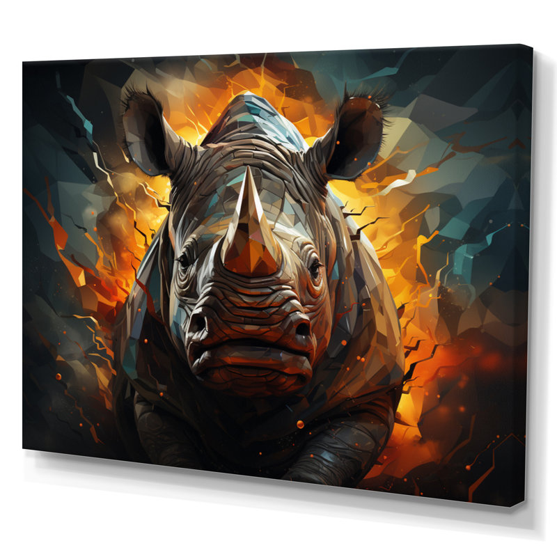 Majestic Rhino II géométrique, H 12 po x l 20 po x P 1 po, Toile tendue
