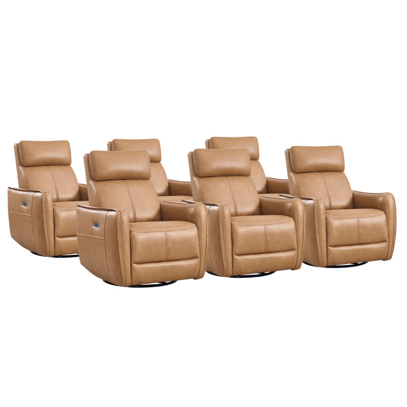 Ensemble de cinéma maison inclinable et pivotant 32,3 po de large avec port USB (ensemble de 6), Brun tangerine